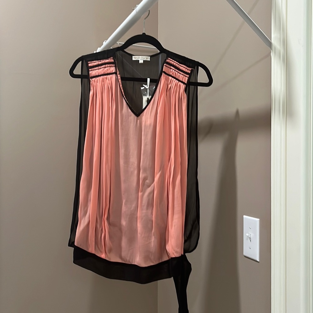Gold Hawk Coral and Black bead detail blouse